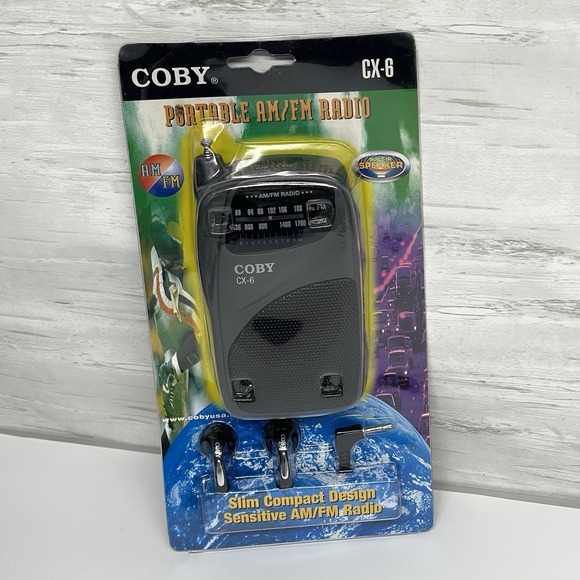 Coby Other - Vintage Coby Cx-6 Pocket AM FM Radio Slim‎ Compact With Earphones NEW Sealed